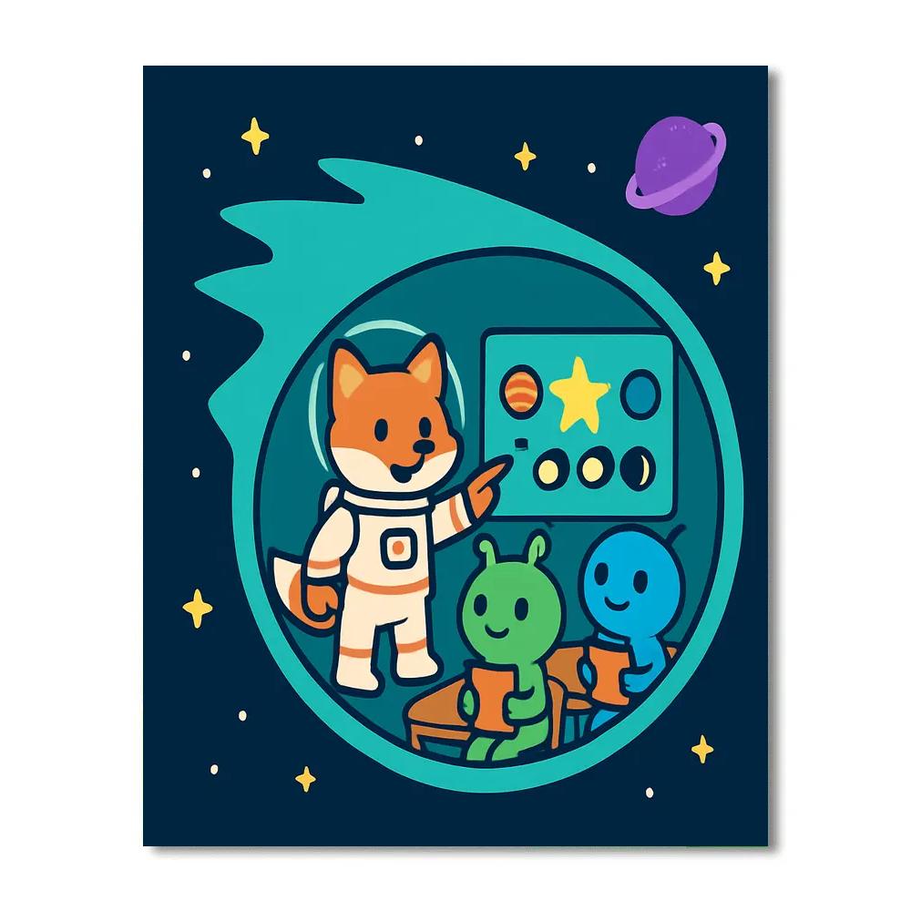 Comet Classroom With Astro Fox Number painting