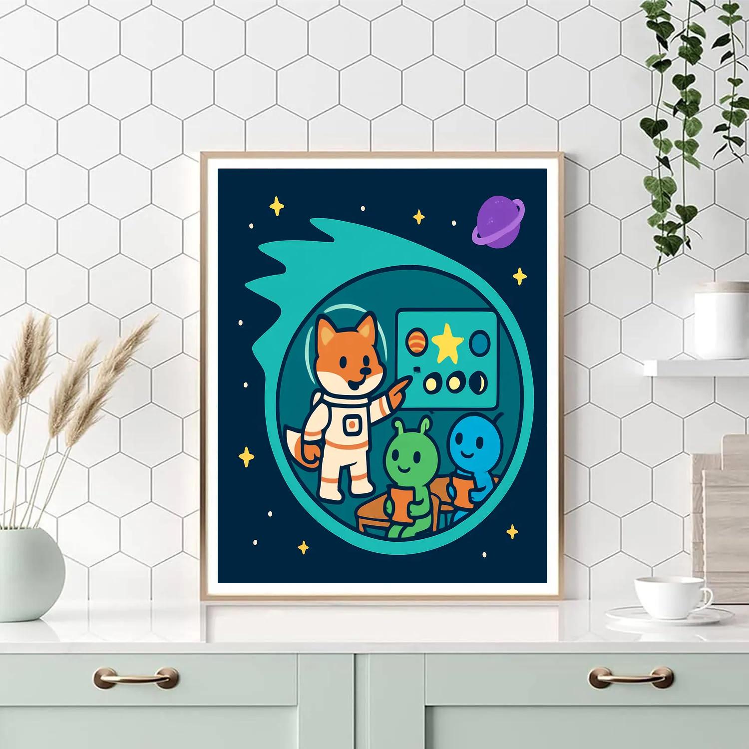 Comet Classroom With Astro Fox Number painting