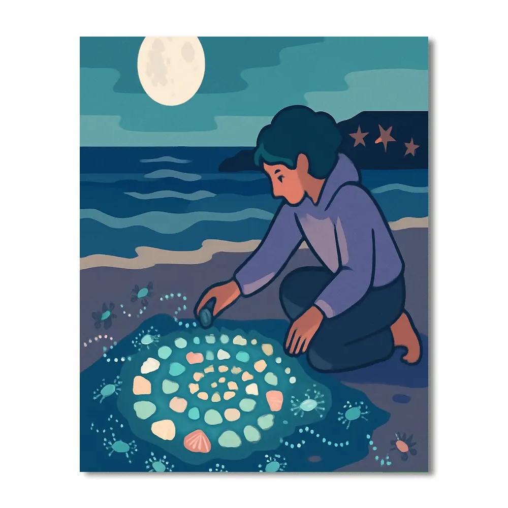 Moonlit Tidepool Beach Atelier Numbered painting kits