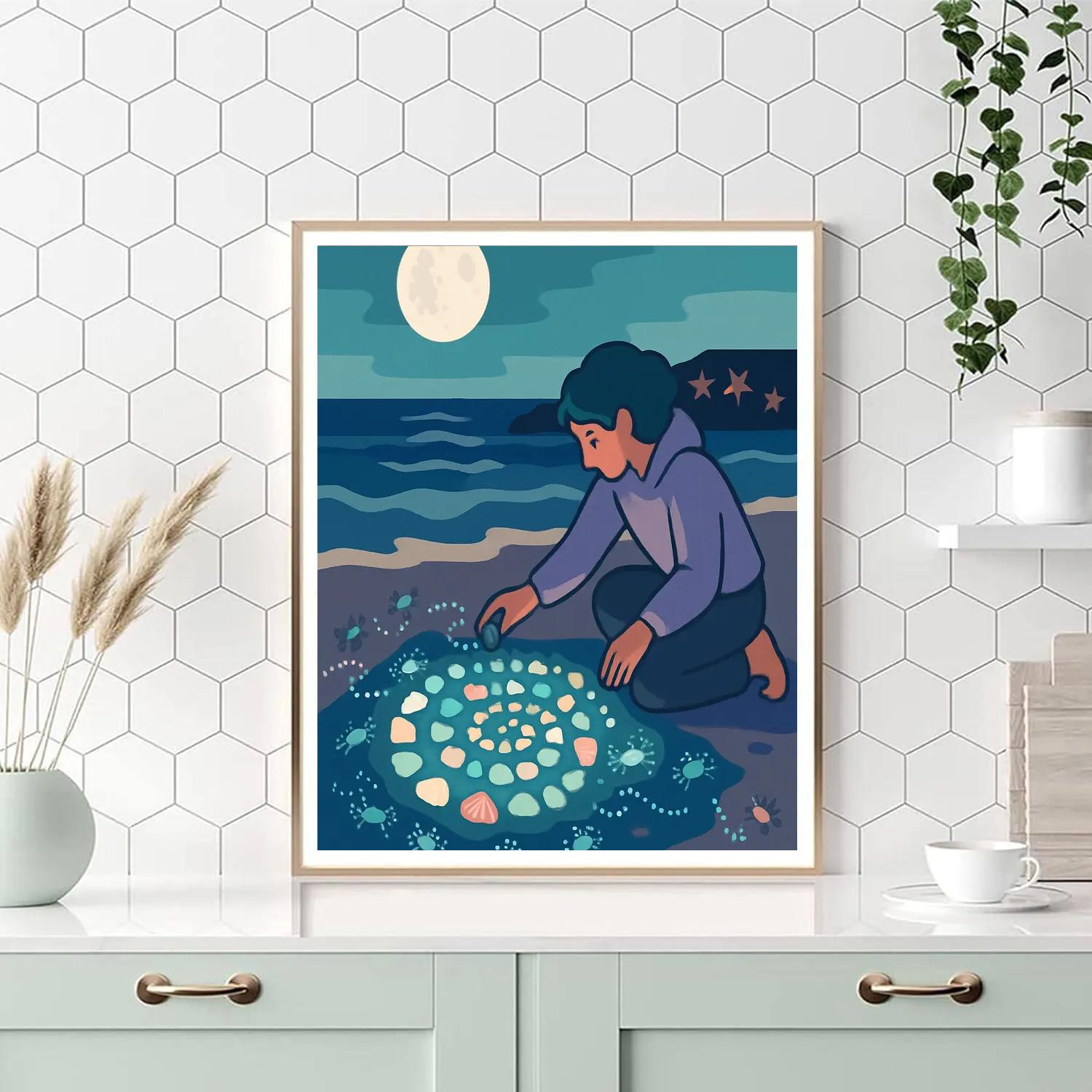 Moonlit Tidepool Beach Atelier Numbered painting kits