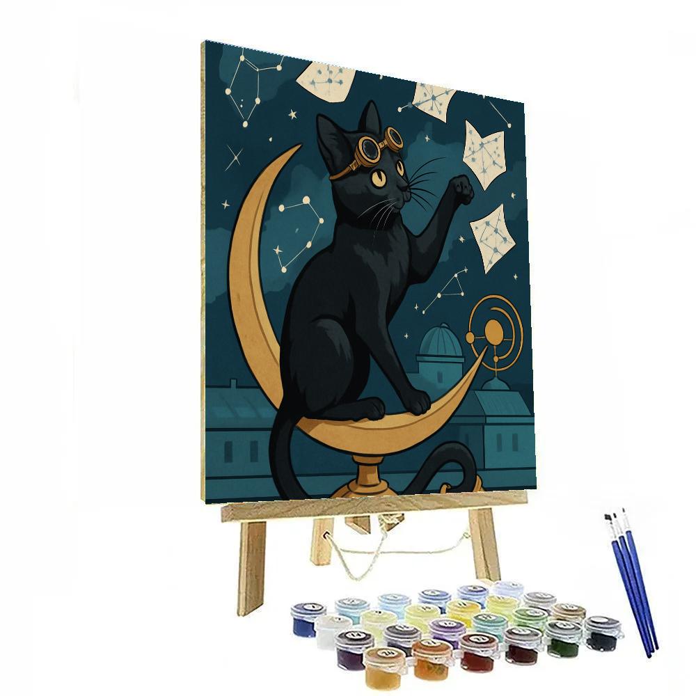 Clockwork Observatory Cat Number painting