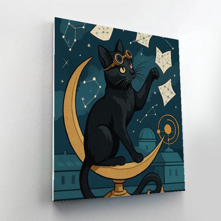 Clockwork Observatory Cat Number painting