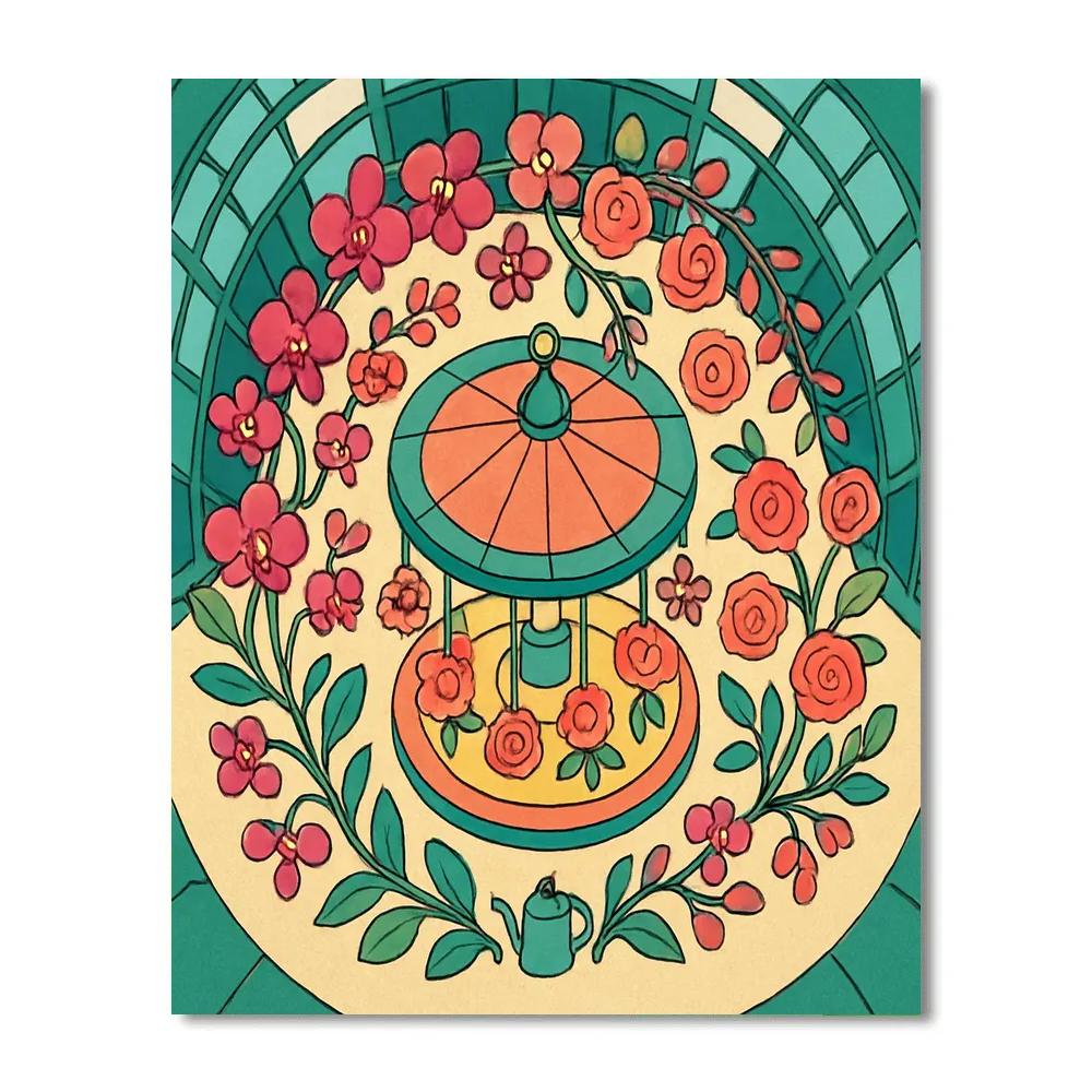 Glasshouse Carousel Of Flowers Painting by numbers kit