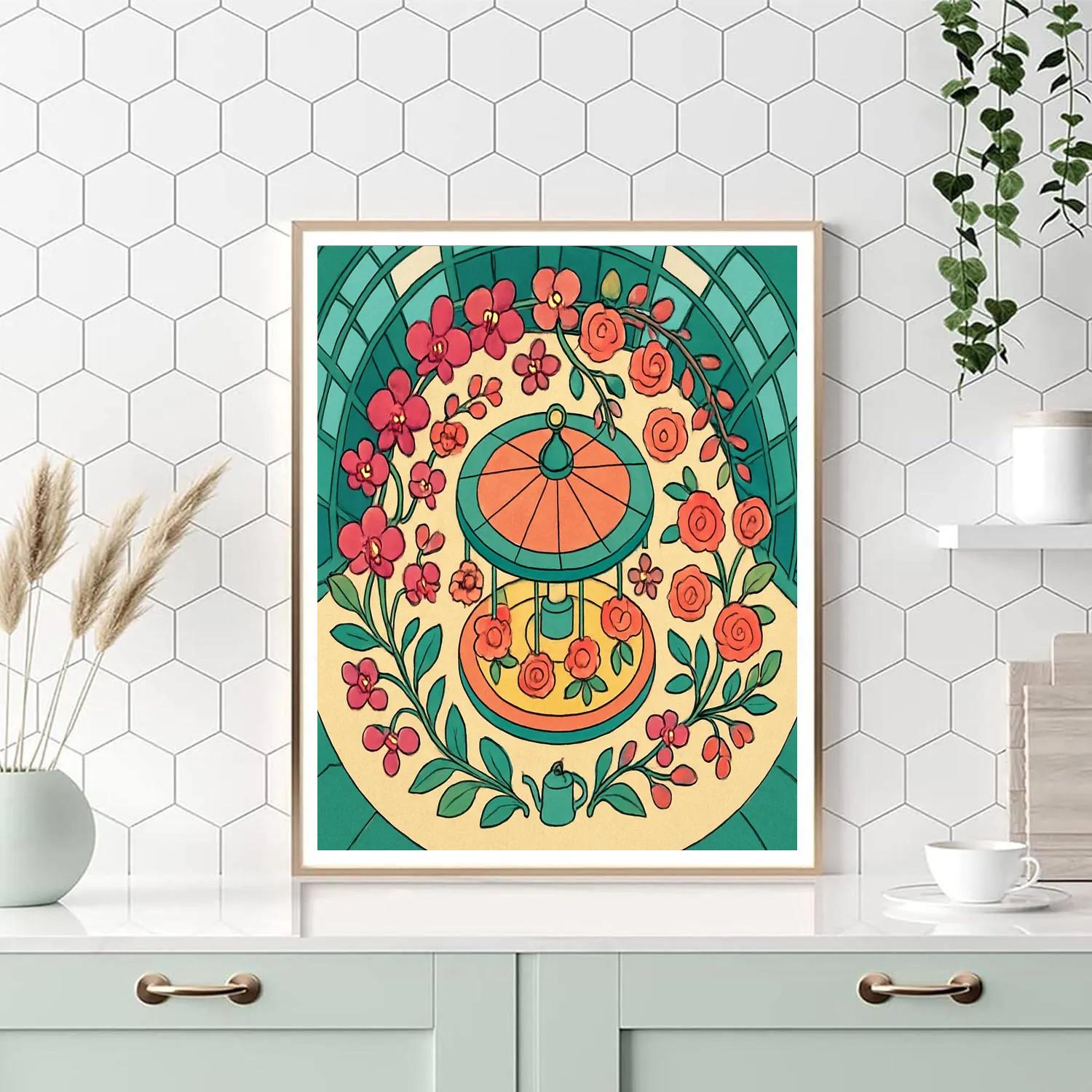 Glasshouse Carousel Of Flowers Painting by numbers kit