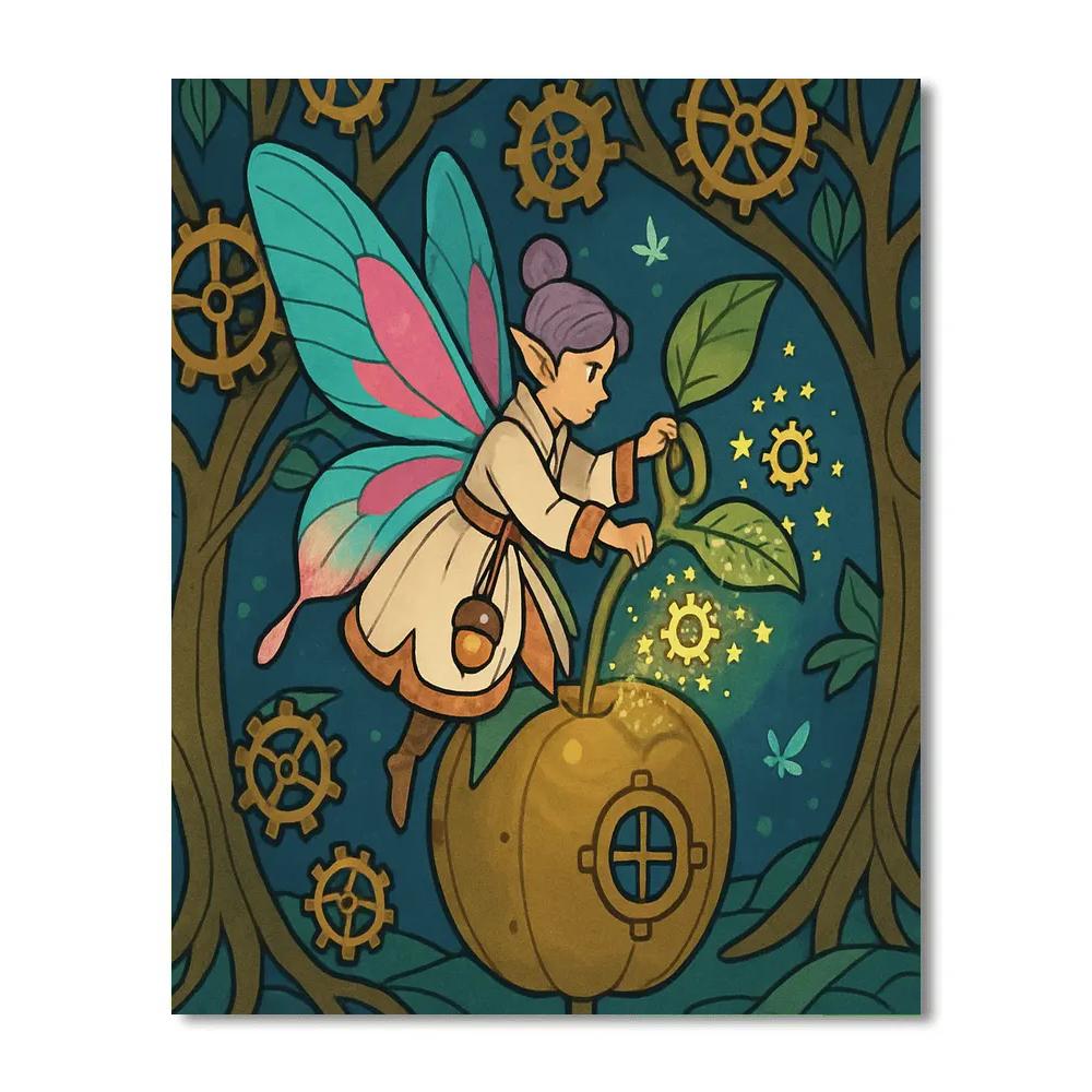 Clockwork Orchard Fairy Paint by numbers art