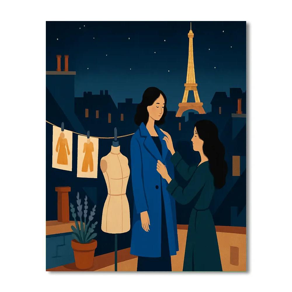 Starlit Rooftop Atelier In Paris painting number kit