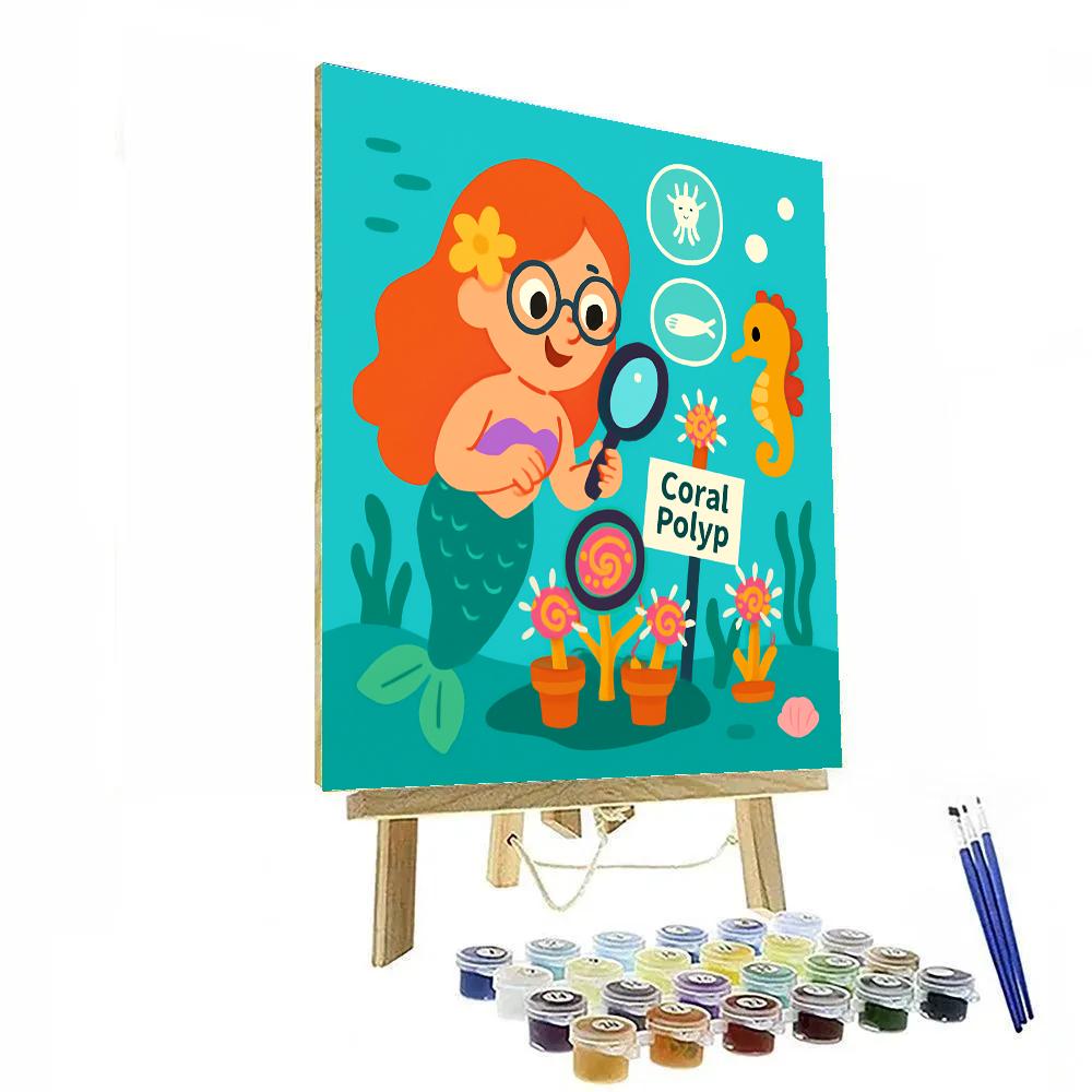 Coral Galaxy Garden With Mermaid Botanist painting number kit
