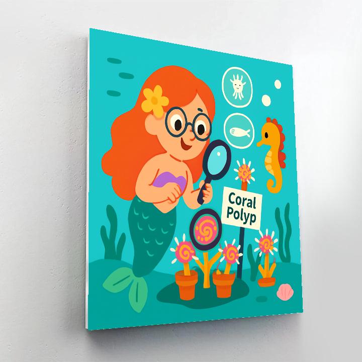 Coral Galaxy Garden With Mermaid Botanist painting number kit