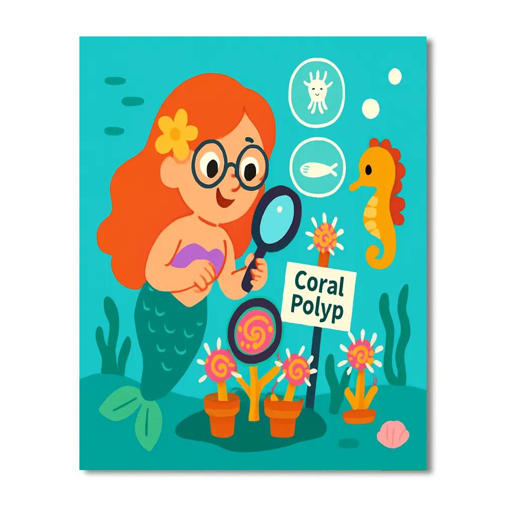 Coral Galaxy Garden With Mermaid Botanist painting number kit