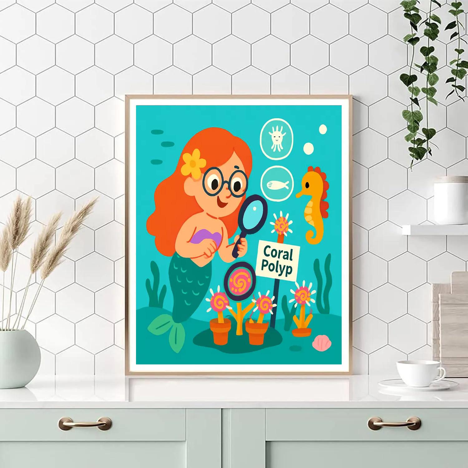 Coral Galaxy Garden With Mermaid Botanist painting number kit