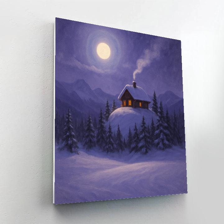 Moonlit Chalet Above The Silent Pine Bowl DIY paint by numbers