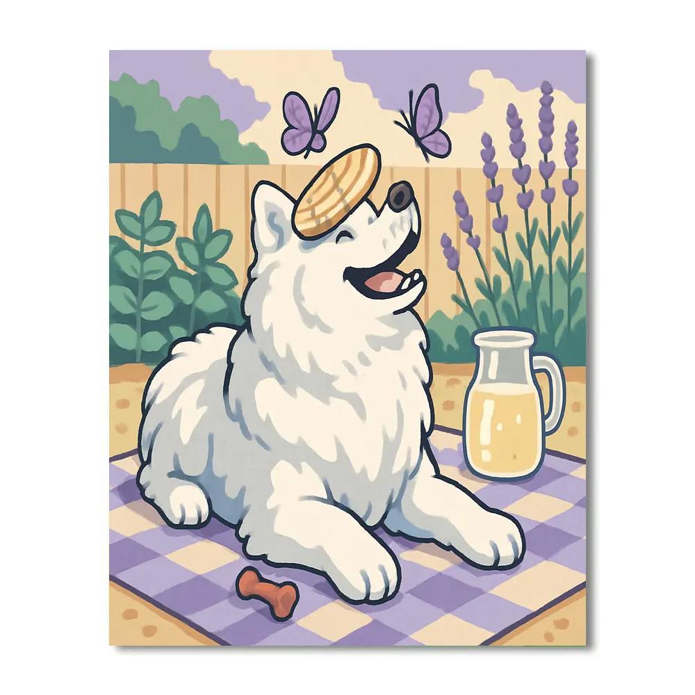 Garden Picnic With Dog Companion paint by numbers