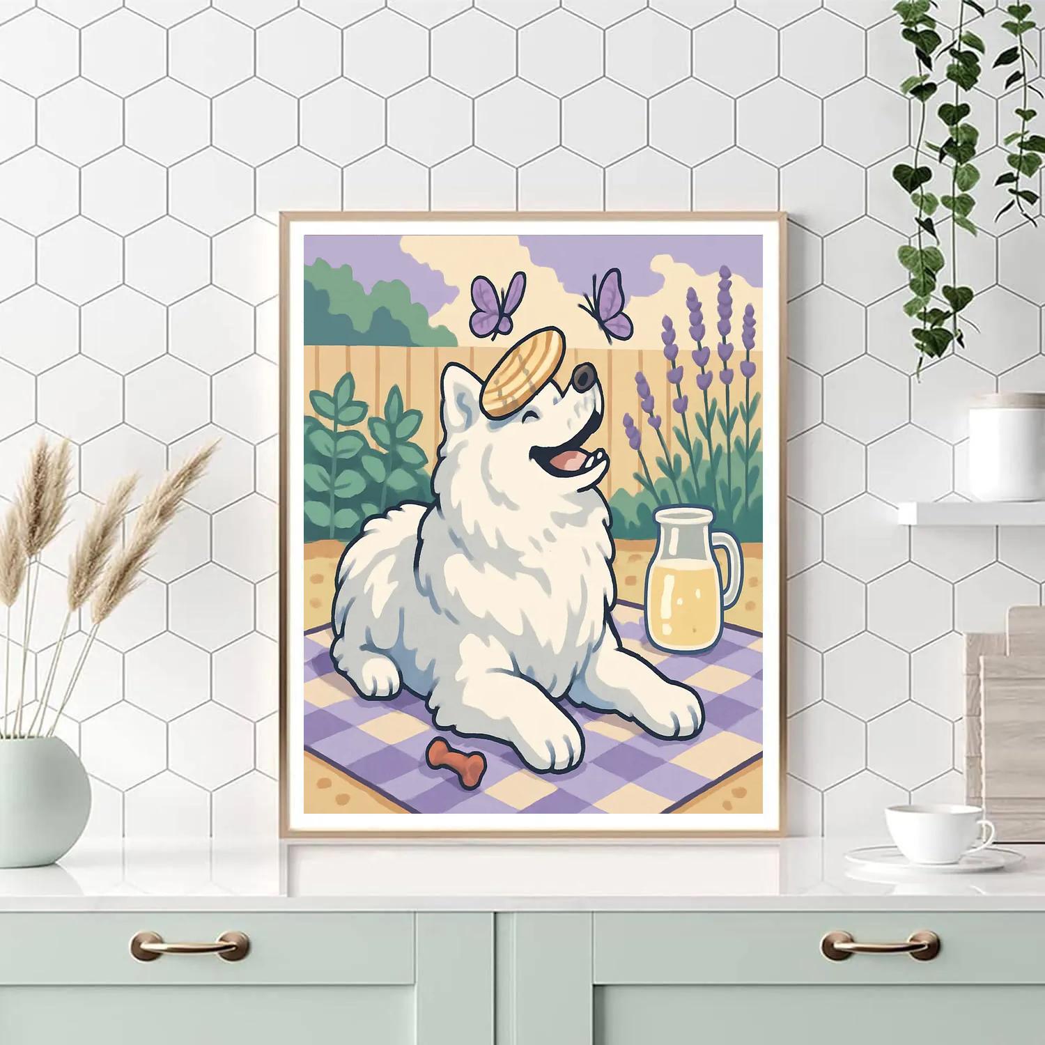 Garden Picnic With Dog Companion paint by numbers