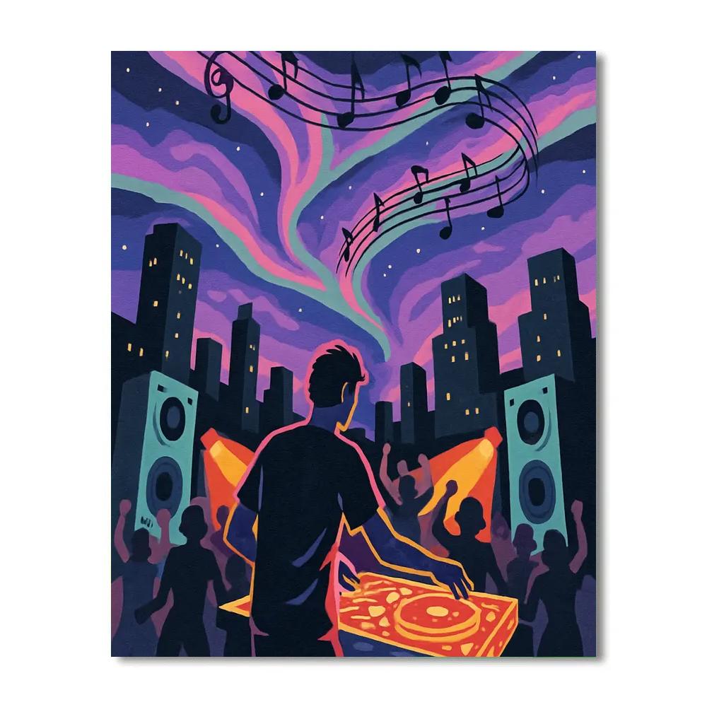 Rooftop Stage With Music Aurora Number painting