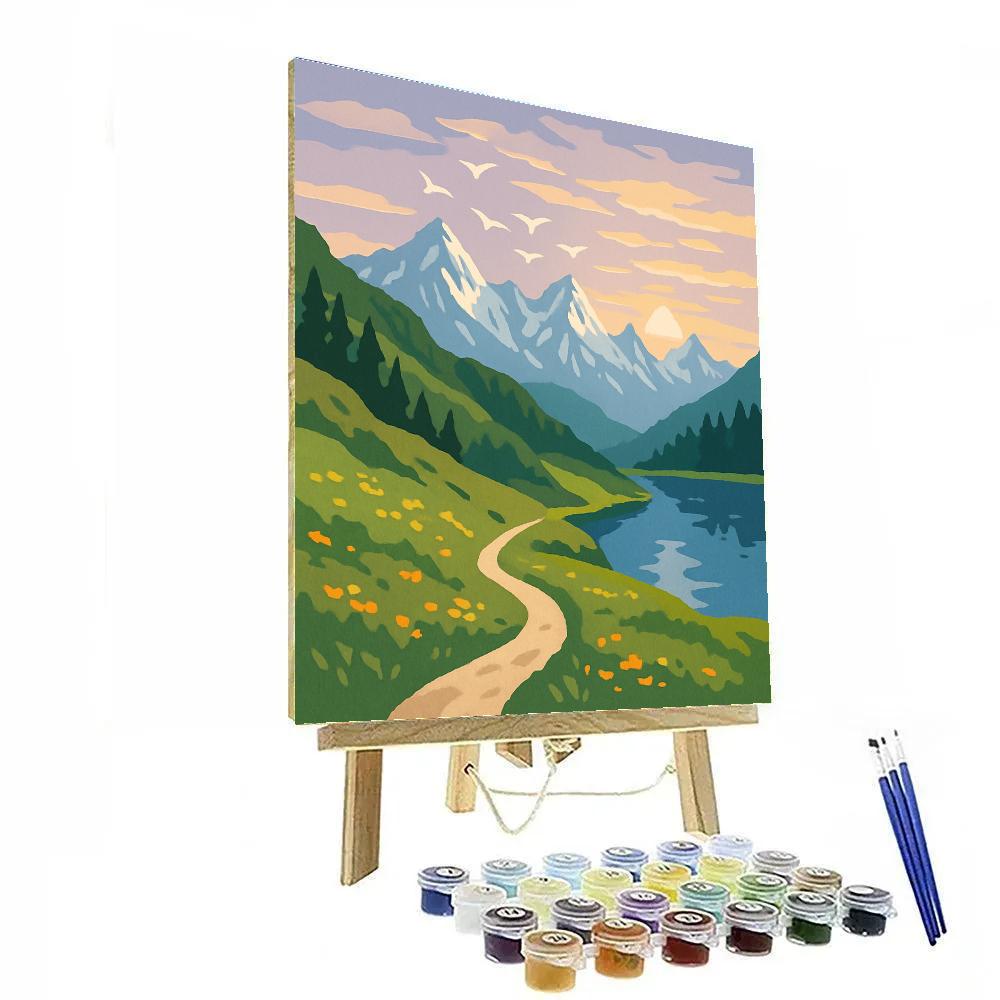 Meadow Path With Landscape Horizons Number painting