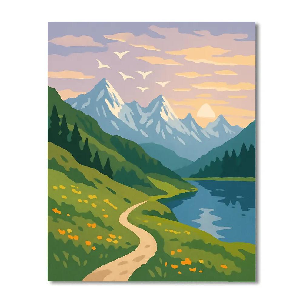 Meadow Path With Landscape Horizons Number painting