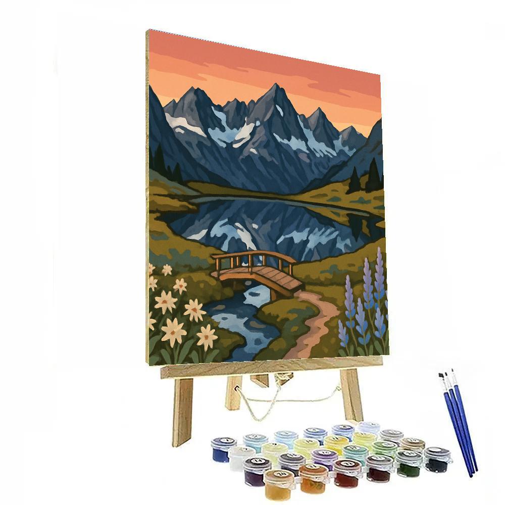 Skyline Garden With Mountain Afterglow Painting by numbers kit