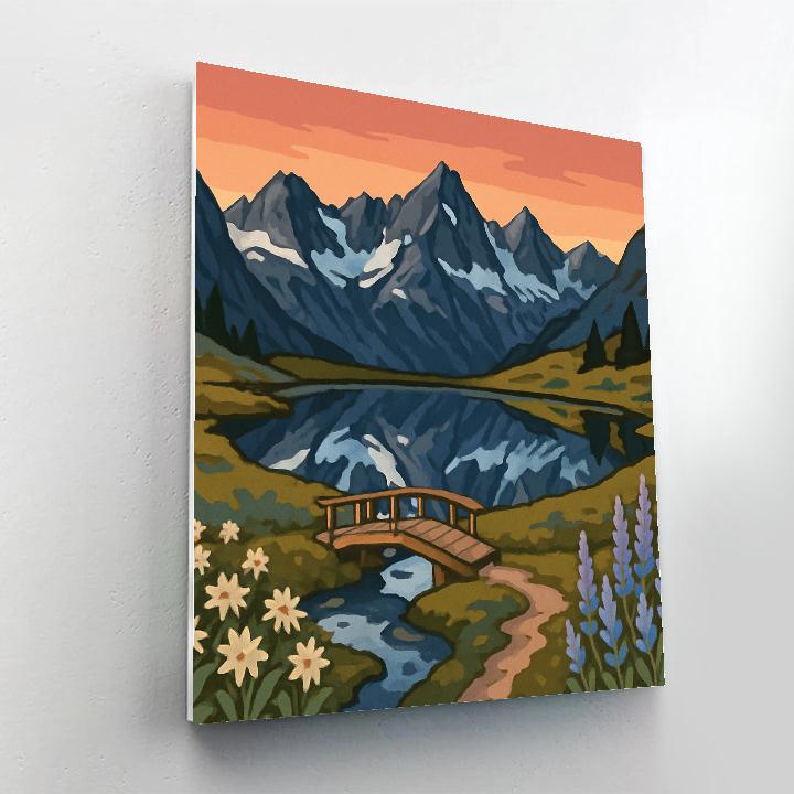 Skyline Garden With Mountain Afterglow Painting by numbers kit