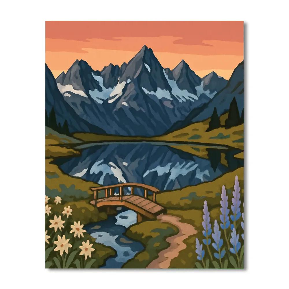 Skyline Garden With Mountain Afterglow Painting by numbers kit