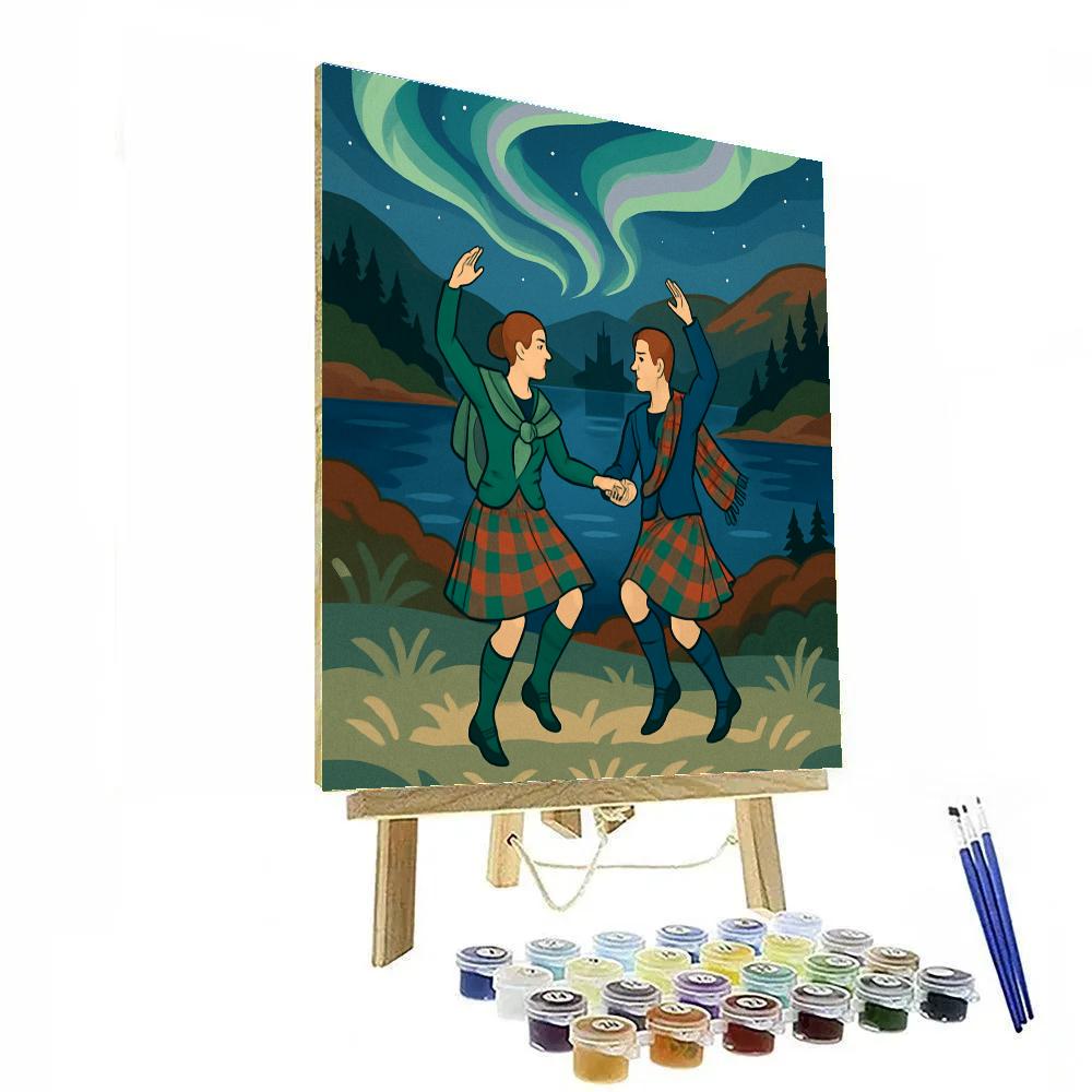 Ceilidh Under The Auroras In Scotland Painting by numbers kit