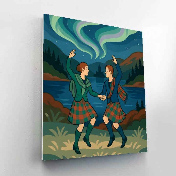Ceilidh Under The Auroras In Scotland Painting by numbers kit