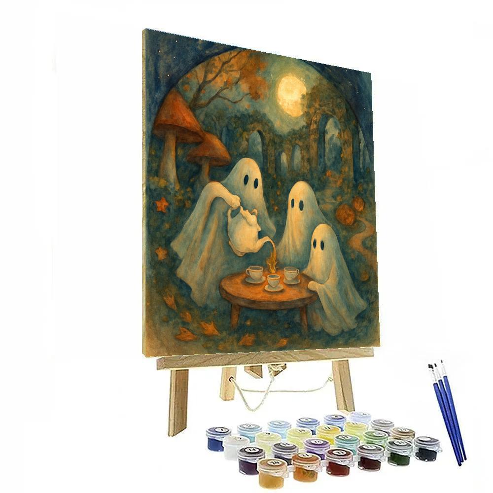 Moonlit Teacup Seance In The Garden Paint by numbers art