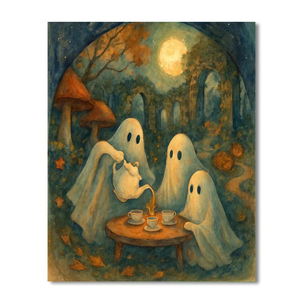 Moonlit Teacup Seance In The Garden Paint by numbers art