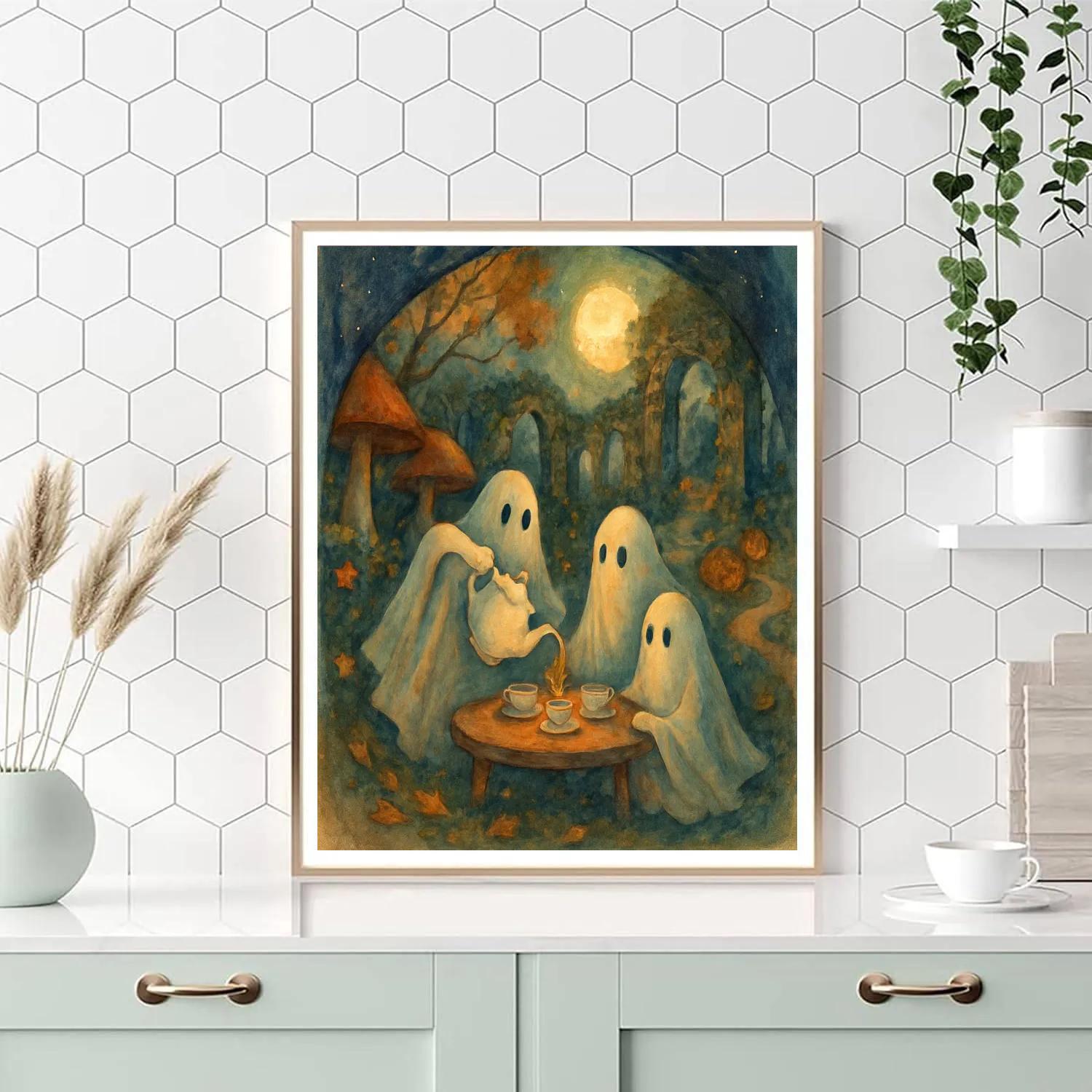 Moonlit Teacup Seance In The Garden Paint by numbers art