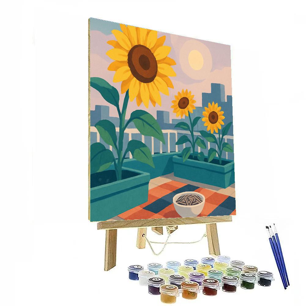 Rooftop Picnic In A Sunflower Breeze DIY paint by numbers