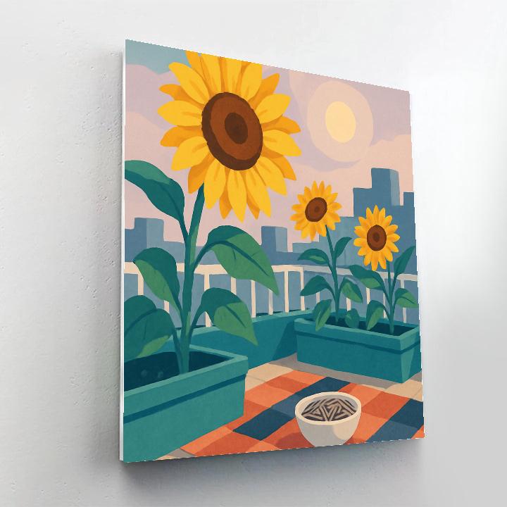 Rooftop Picnic In A Sunflower Breeze DIY paint by numbers