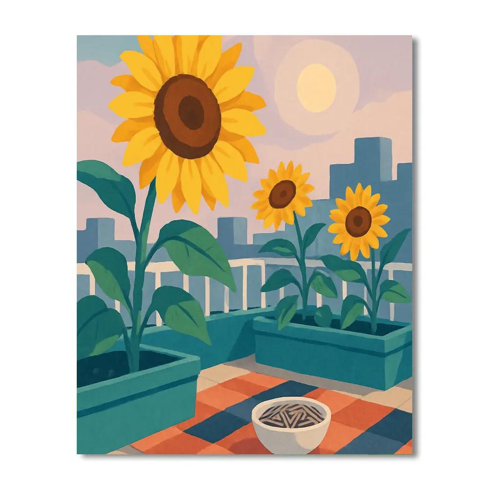 Rooftop Picnic In A Sunflower Breeze DIY paint by numbers