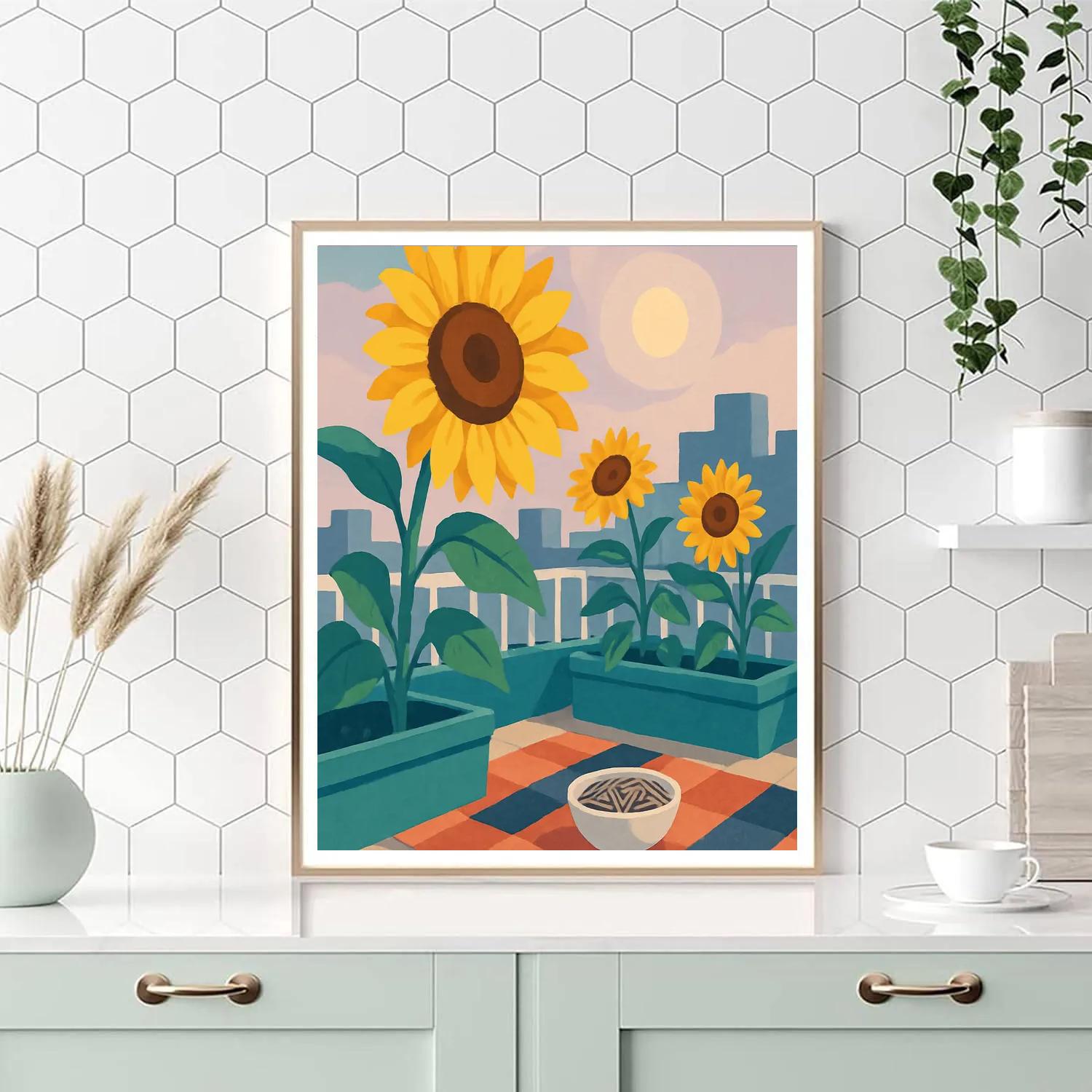 Rooftop Picnic In A Sunflower Breeze DIY paint by numbers