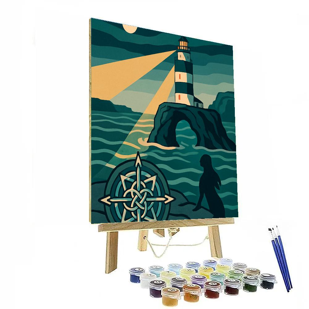 Starlit Lighthouse Tales With Ireland Coast painting number kit