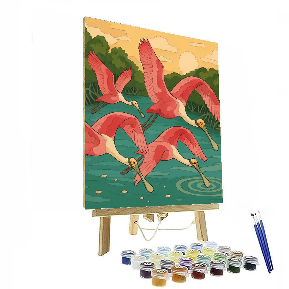 Glasswing Birds Over The Mangrove Lagoon Painting by numbers kit