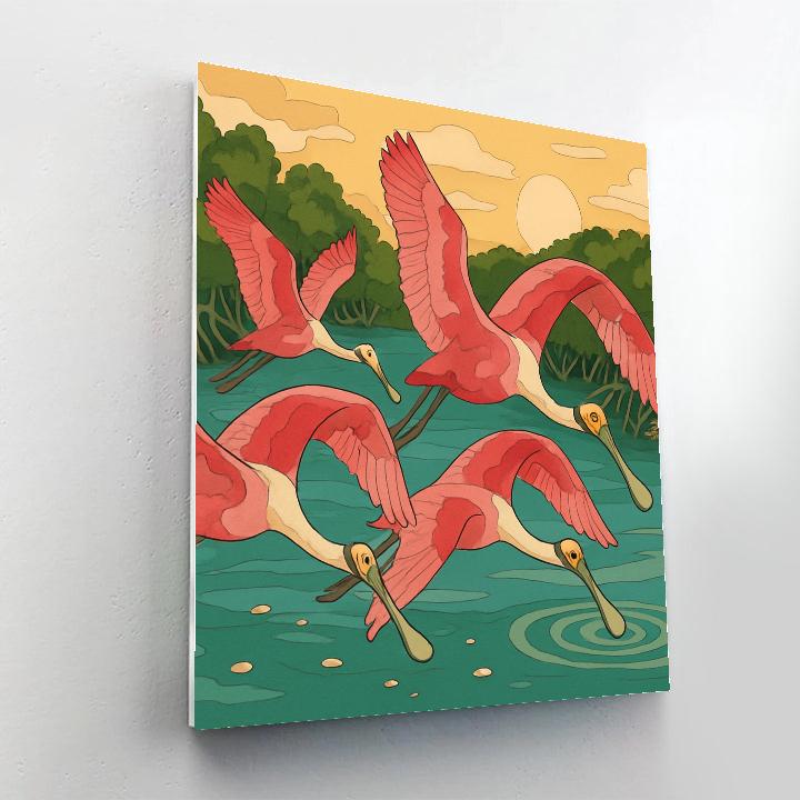 Glasswing Birds Over The Mangrove Lagoon Painting by numbers kit