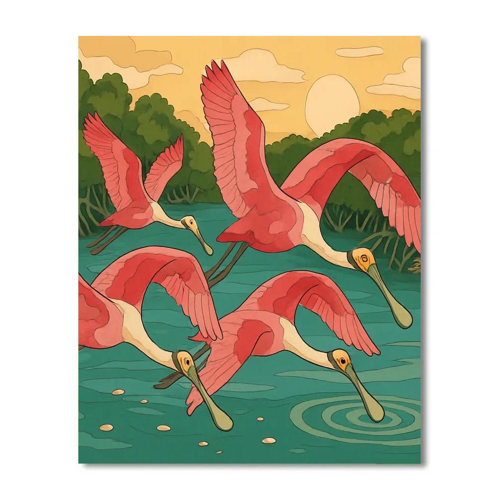 Glasswing Birds Over The Mangrove Lagoon Painting by numbers kit