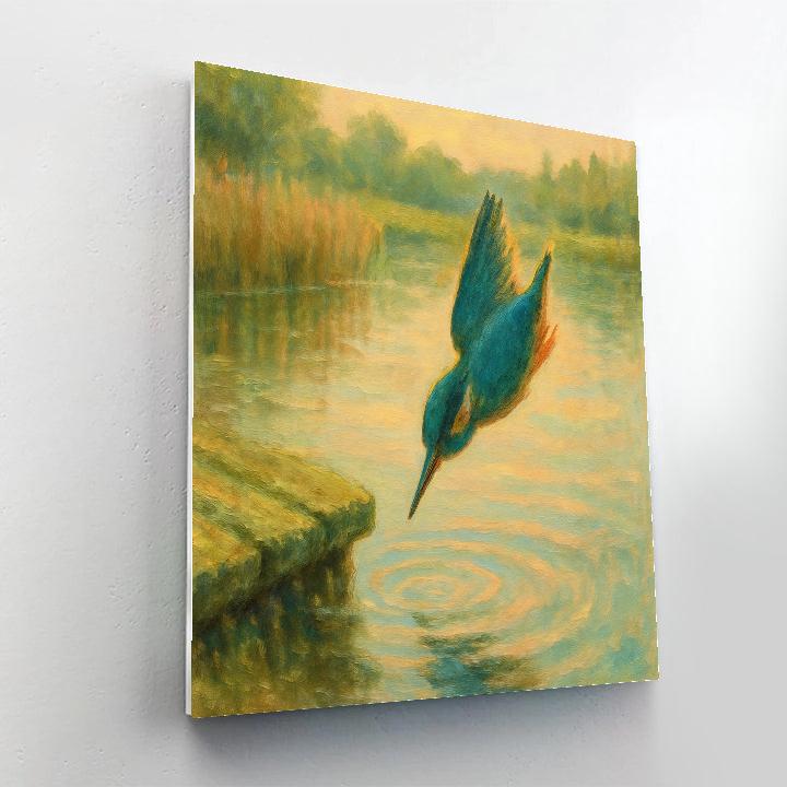 Kingfisher Flash Over A Quiet Millpond Painting by numbers kit