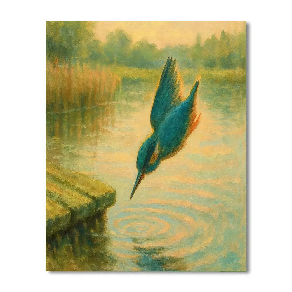 Kingfisher Flash Over A Quiet Millpond Painting by numbers kit