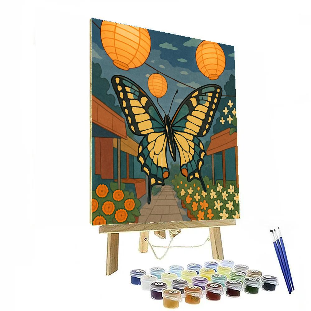 Lanternlit Bazaar Butterfly Drift Numbered painting kits