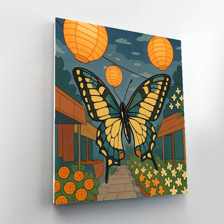 Lanternlit Bazaar Butterfly Drift Numbered painting kits