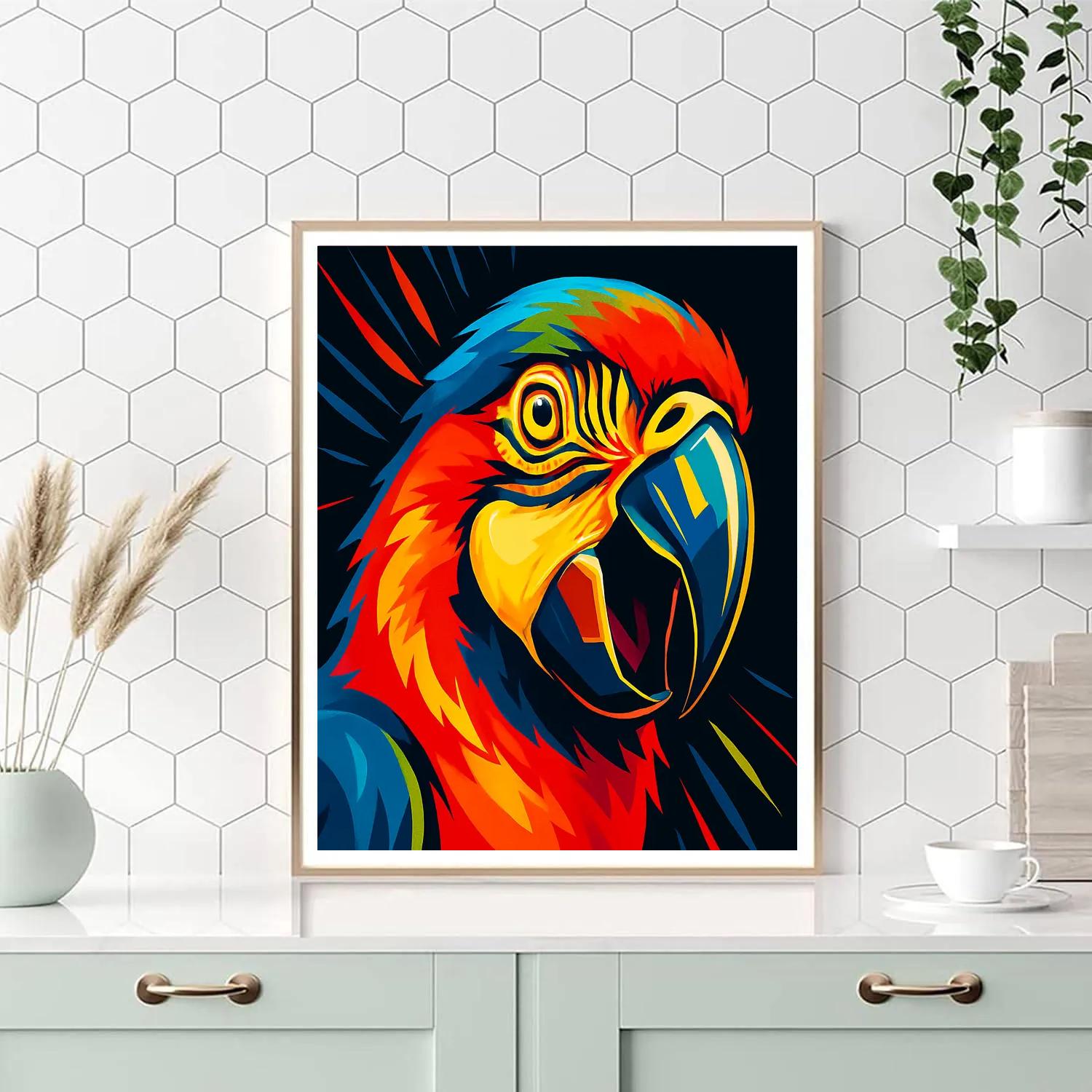 Solar Flare Macaw Gaze painting number kit