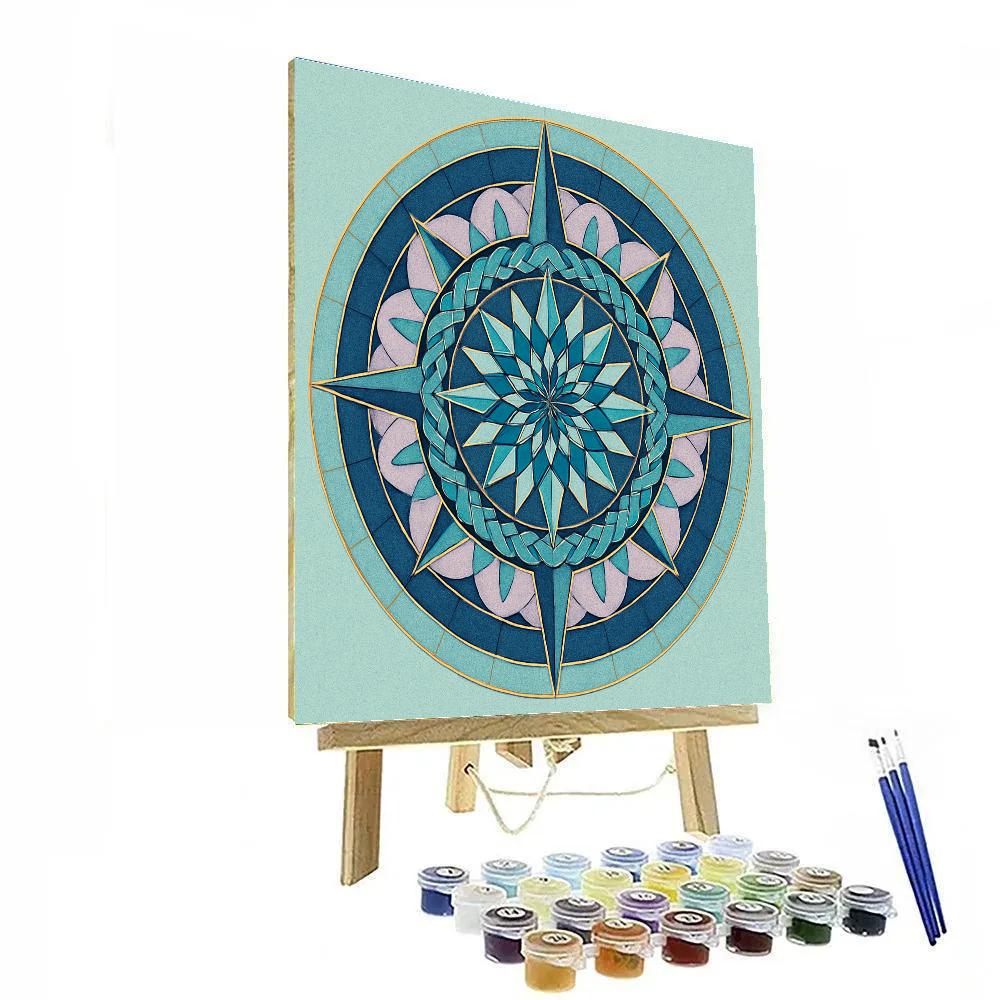 Aurora Lattice Mandala Compass paint by color