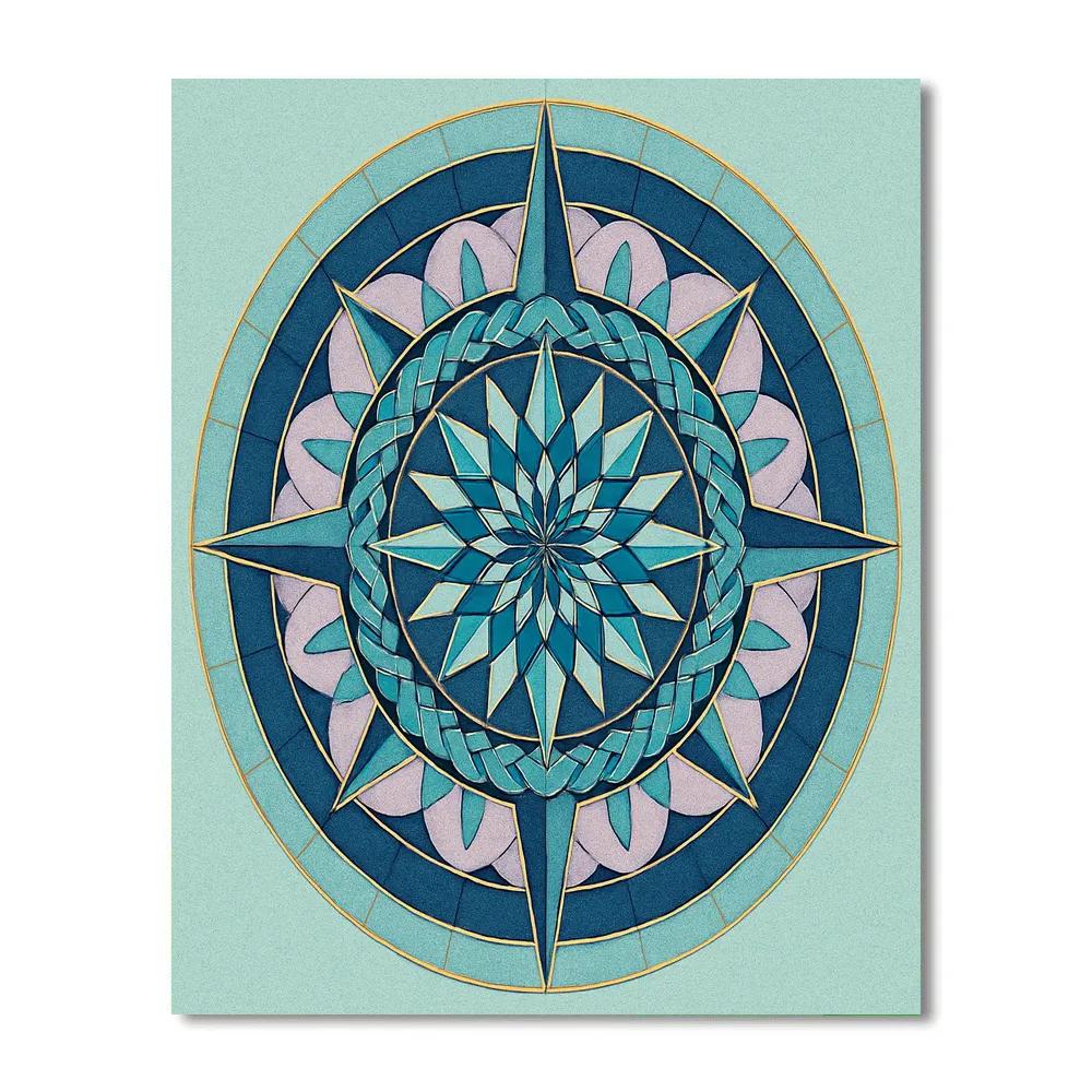 Aurora Lattice Mandala Compass paint by color