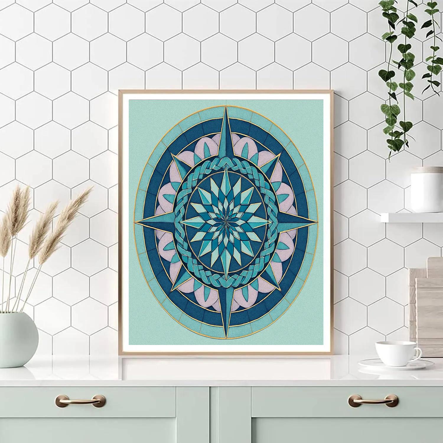 Aurora Lattice Mandala Compass paint by color
