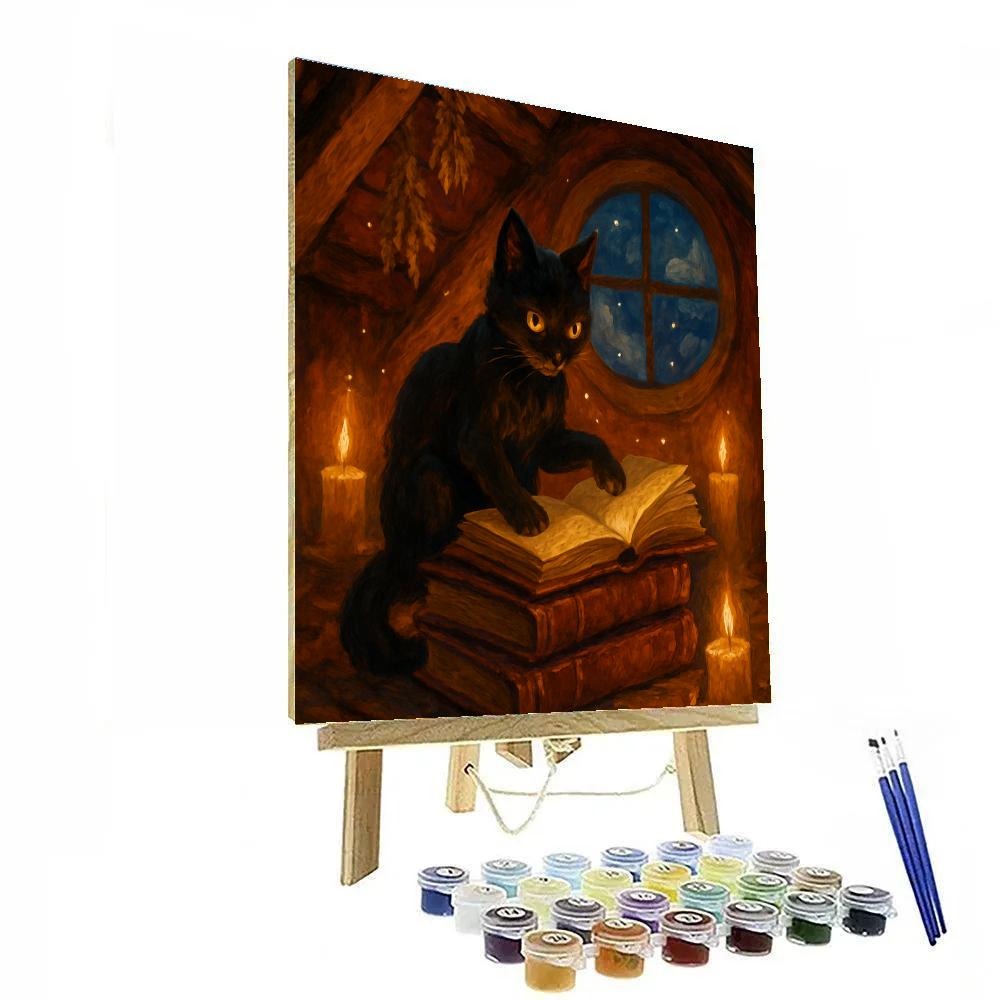 Black Cat Librarian Of The Candle Stack paint by numbers