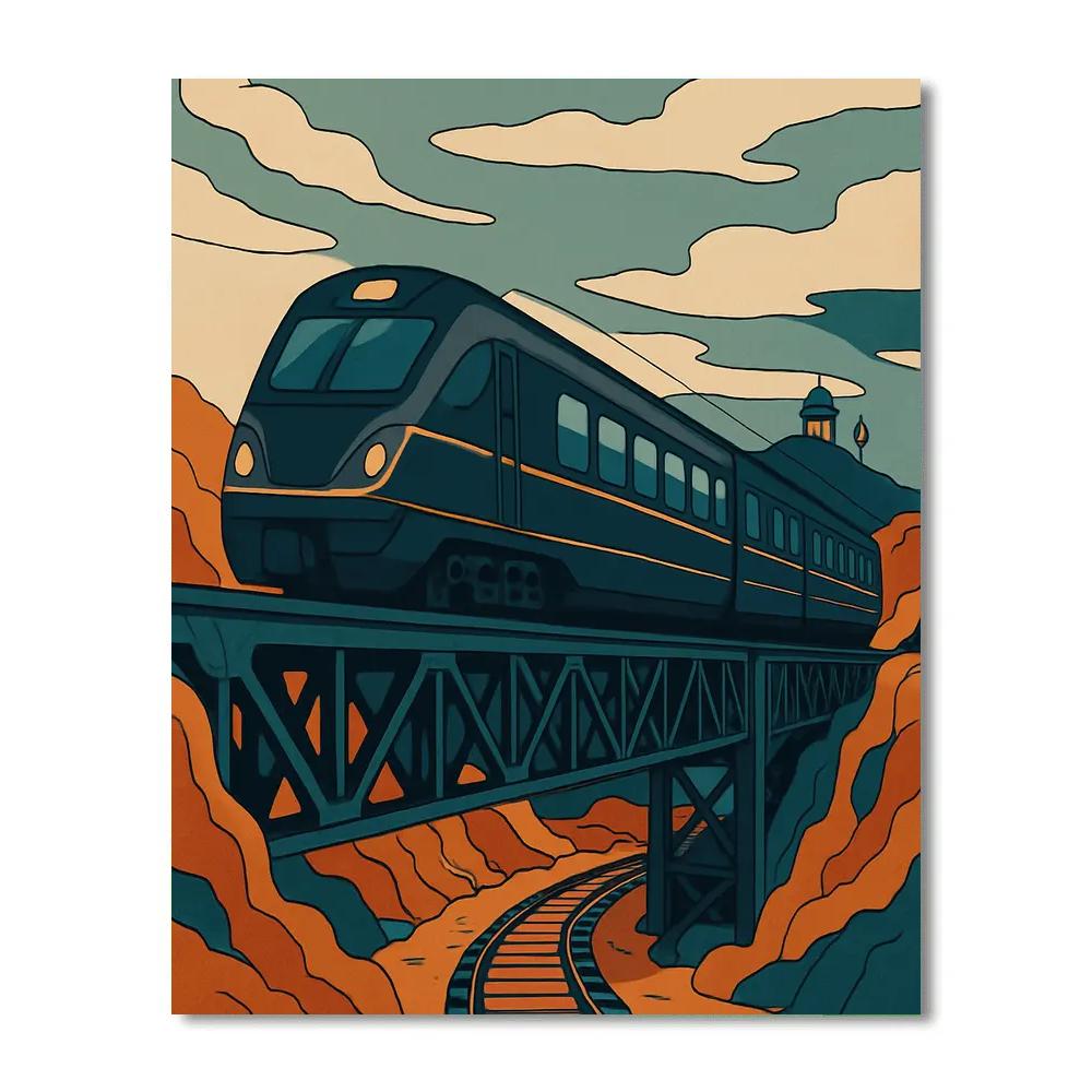 Desert Observatory Train Crossing Number painting
