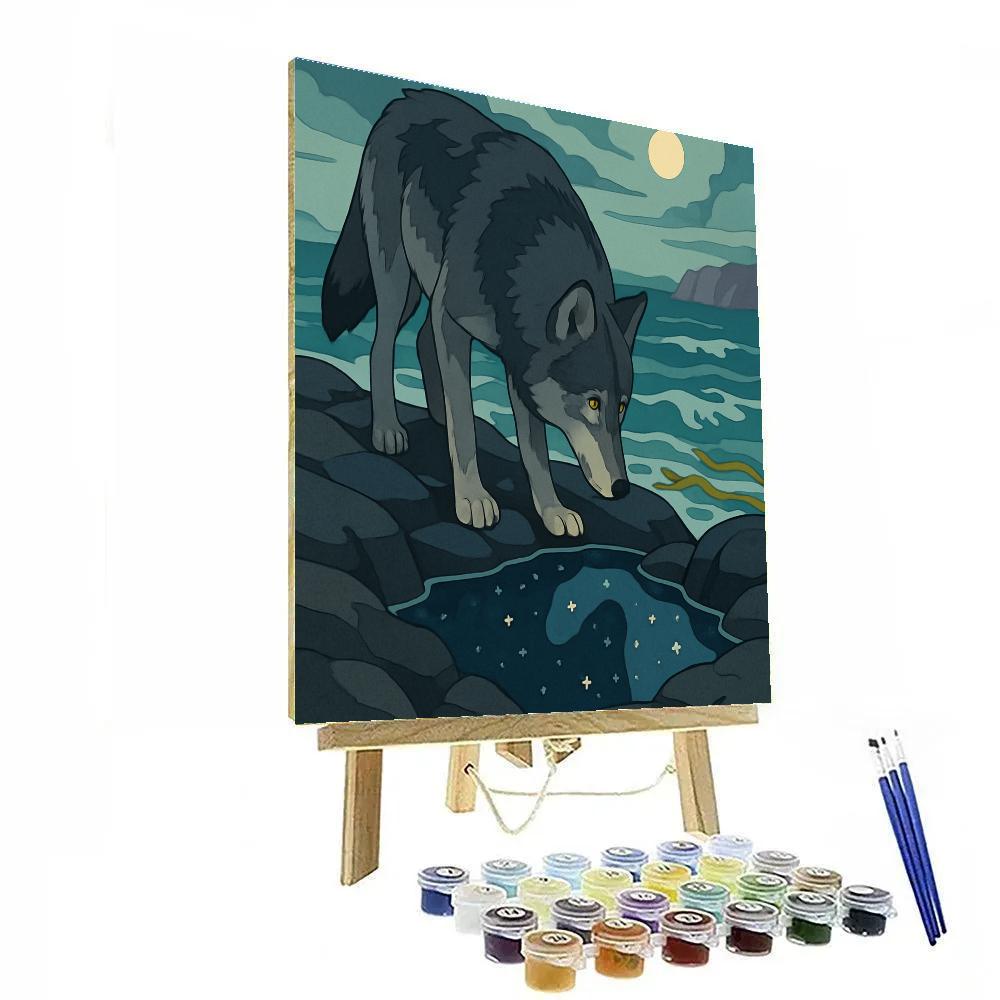 Wolf In The Tidepool Mirror Number painting