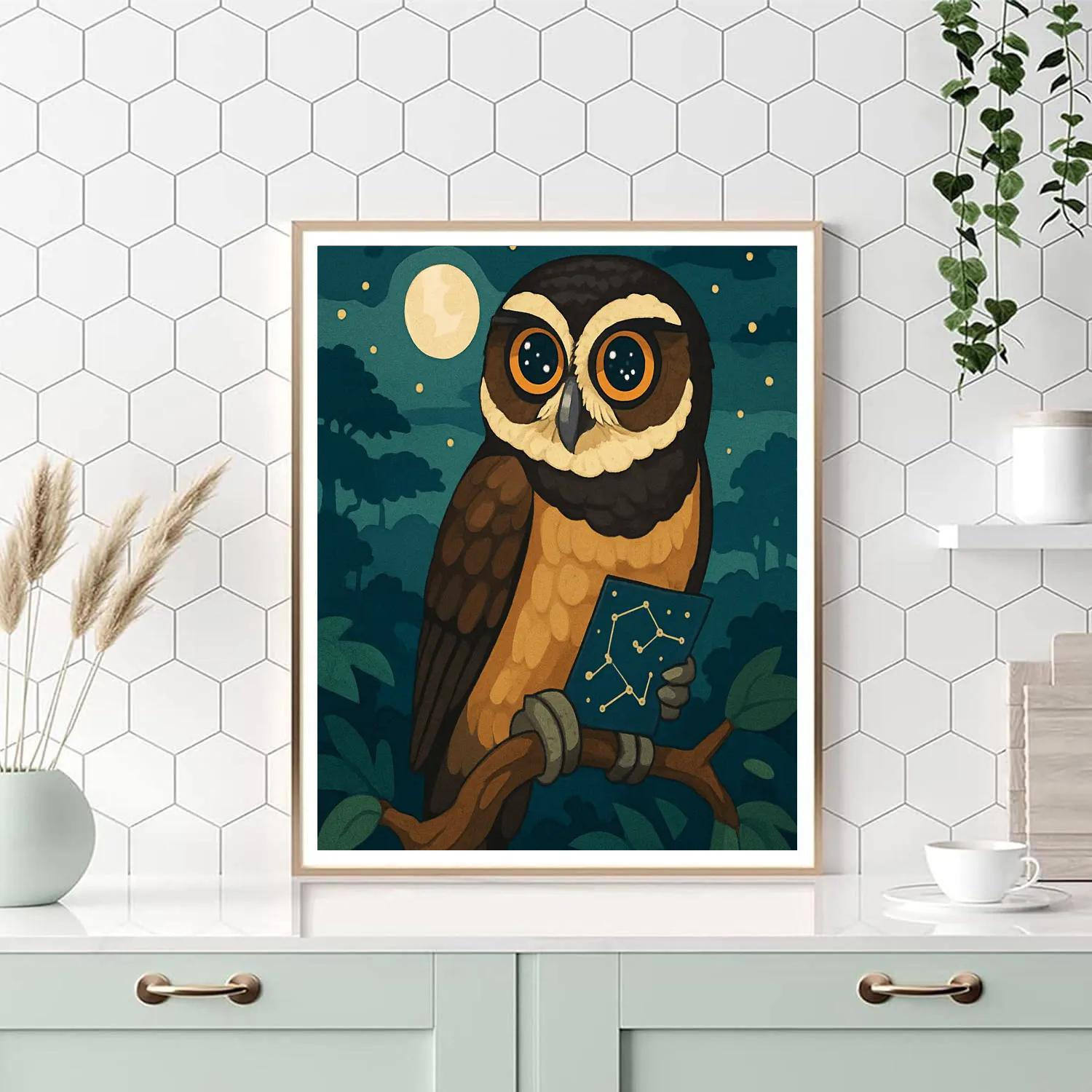 Cartographer Owl Of The Moonlit Canopy Numbered painting kits
