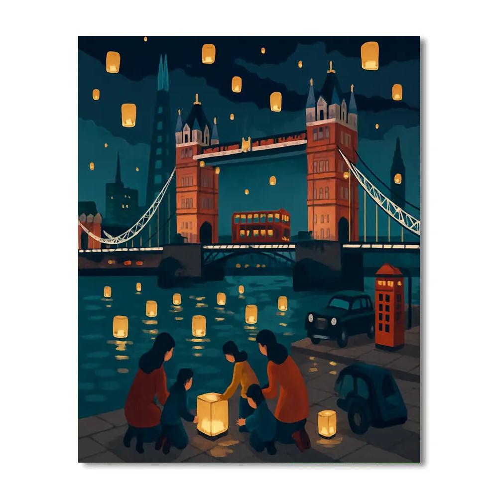 London Lanterns Over The Thames paint by number