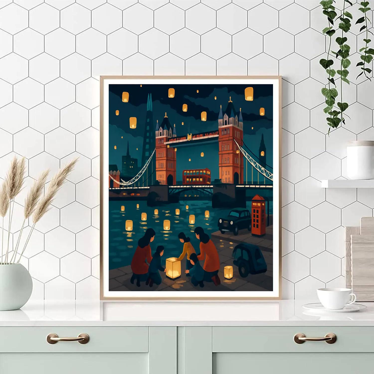 London Lanterns Over The Thames paint by number